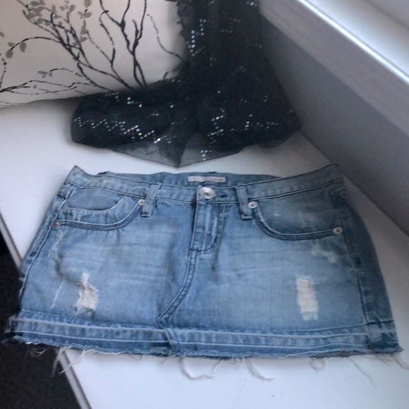 refuge Dresses & Skirts - Refuge Light Blue Distressed Mini Skirt